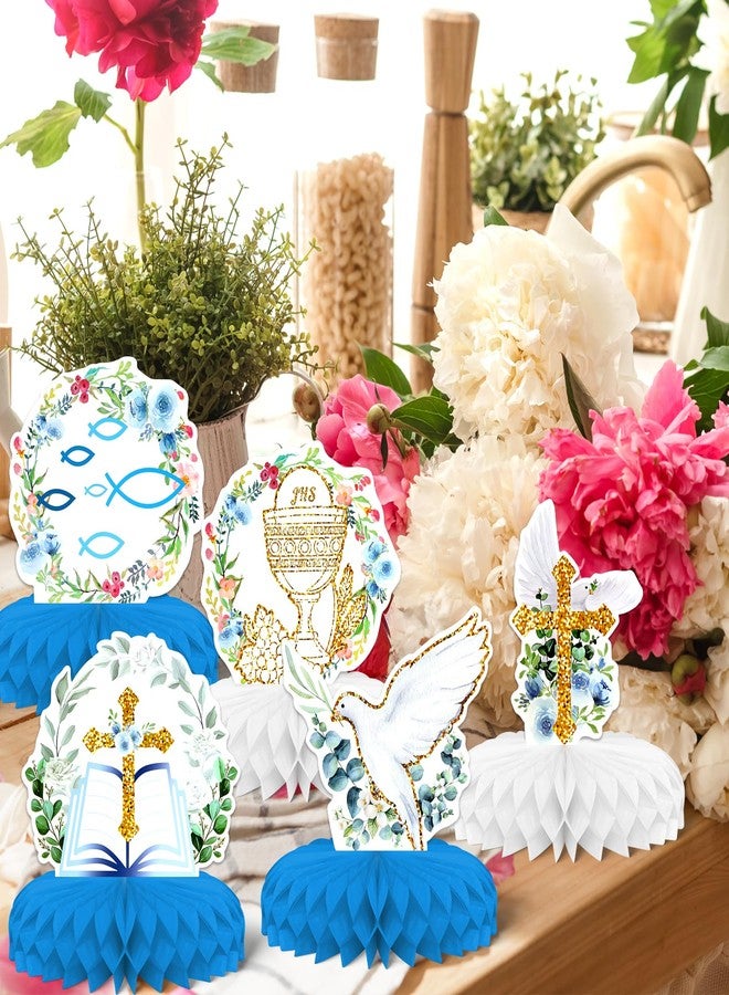 KSKSPE Baptism Party Decorations,KSKSPE 8 PCS Baptism Centerpieces for Tables Honeycomb Centerpieces 3D Baptism Theme Birthday Party Decor Supplies - Image 4